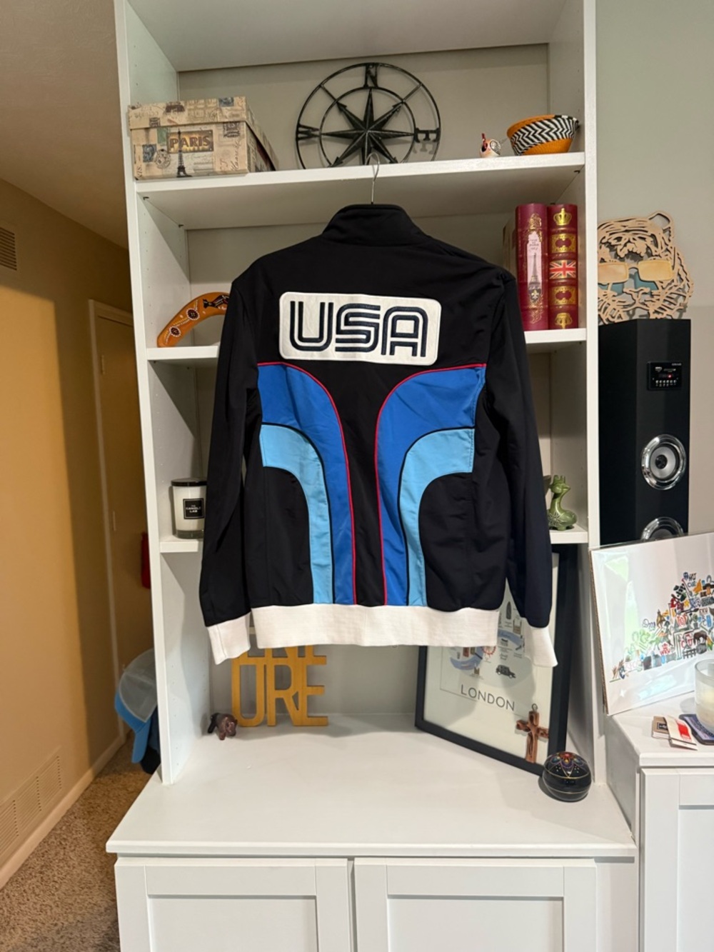 Roots Black Jacket with Blue Panels and USA Patch 2006